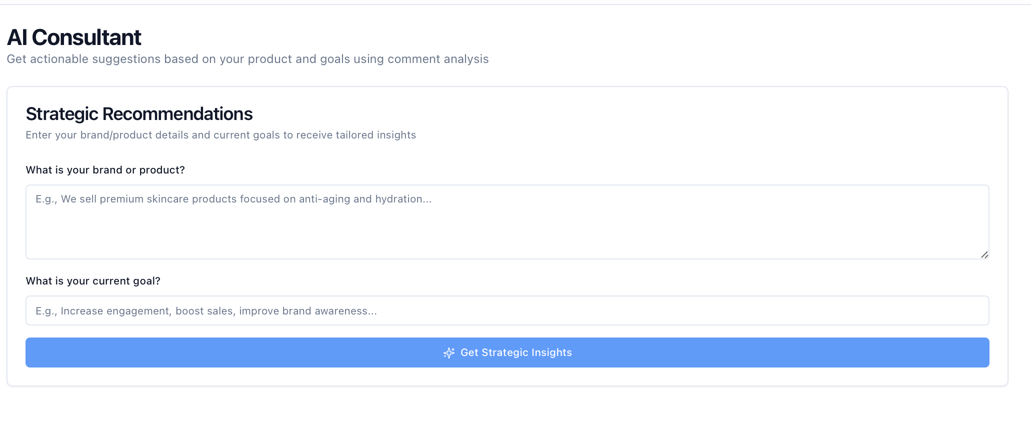 AI Consultant Strategic Recommendations Interface
